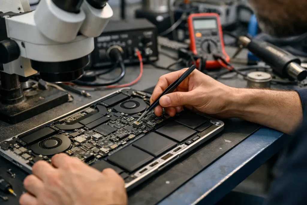 Como funciona reparo de placa lógica